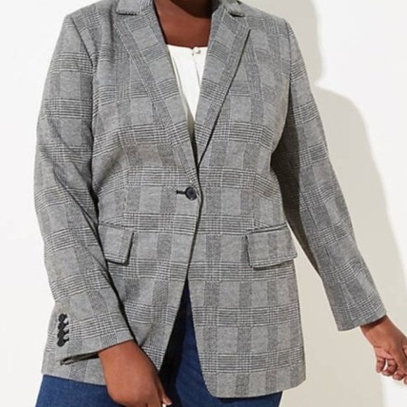 LOFT Gray Plaid Blazer - Picture 1 of 3